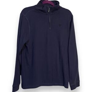 Chaps Quarter Zip Sweater Men's XL Navy Blue Logo Preppy Academia Casual Travel